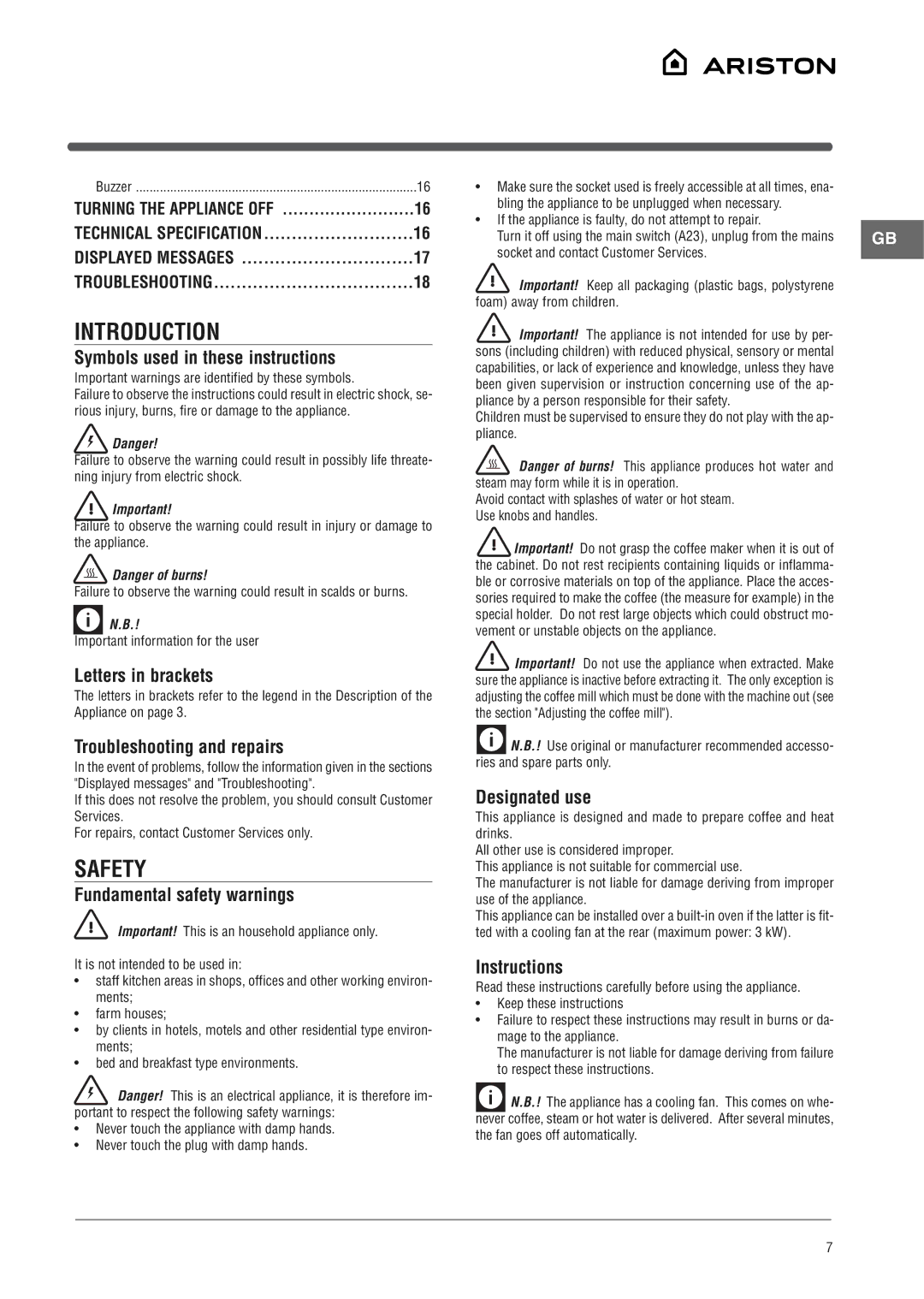 Ariston MCKA103X manual Introduction, Safety 