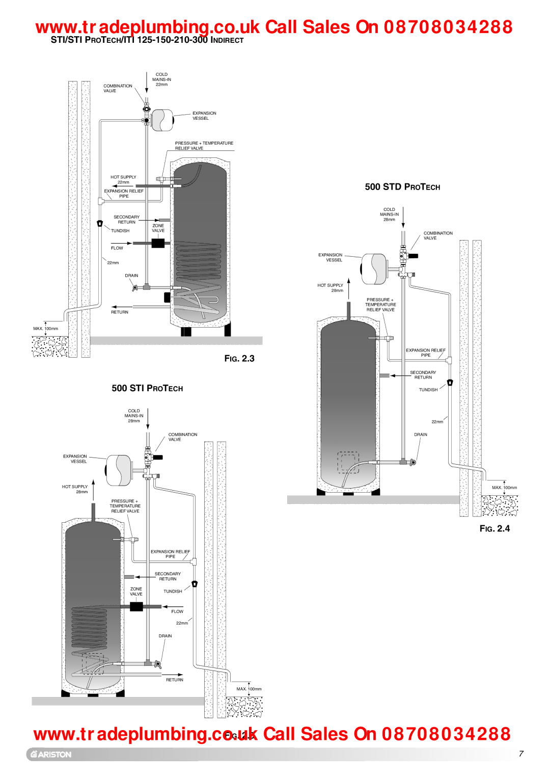 Ariston Unvented Hot Water Storage Cylinders manual STI/STI PROTECH/ITI 125-150-210-300 Indirect, STI Protech, STD Protech 