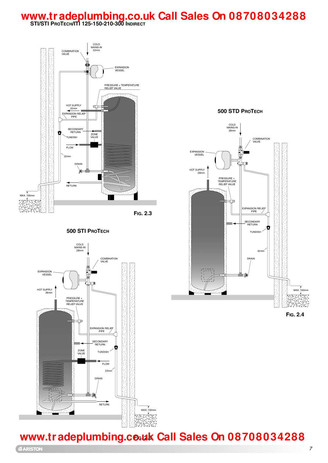 Ariston Unvented Hot Water Storage Cylinders manual STI/STI PROTECH/ITI 125-150-210-300 INDIRECT, Sti Protech, Std Protech 