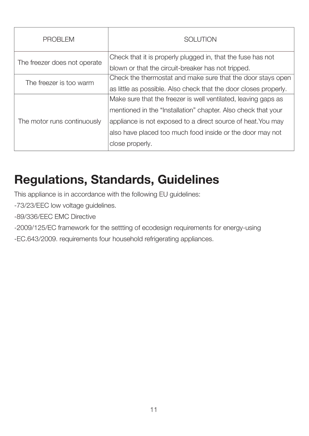 Ariston UP 350 FI (FE) manual Regulations, Standards, Guidelines, Problem Solution 