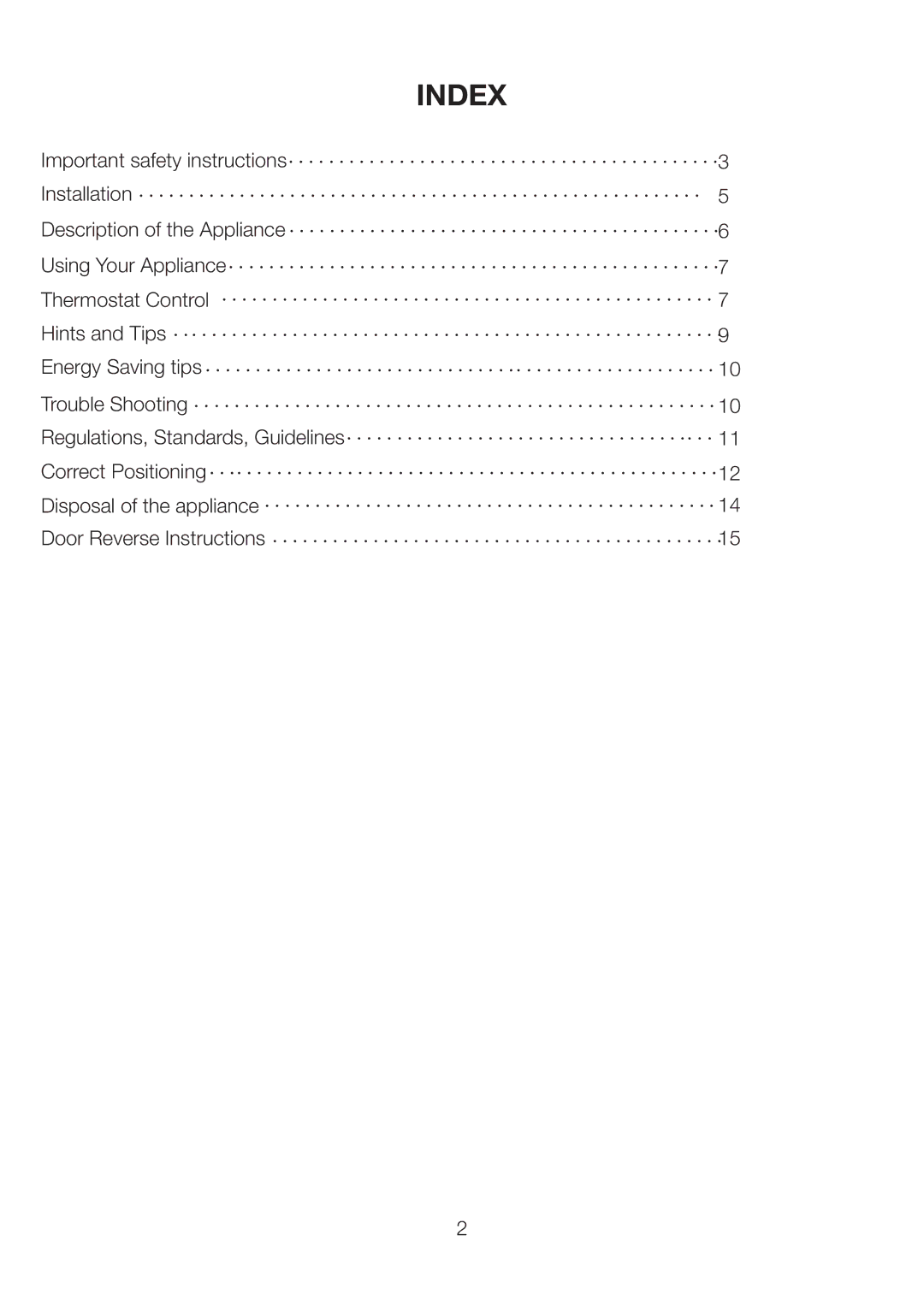 Ariston UP 350 FI (FE) manual Index 