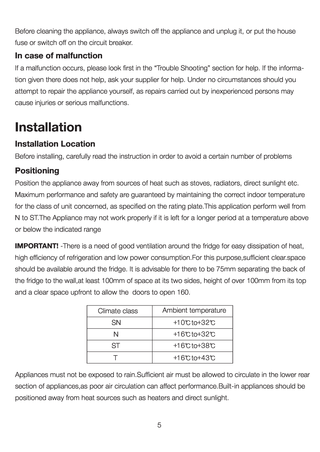 Ariston UP 350 FI (FE) manual In case of malfunction, Installation Location, Positioning 