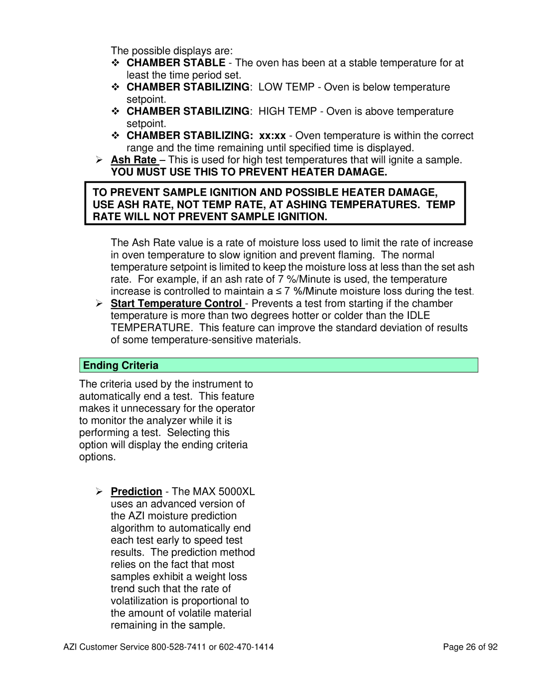 Arizona MAX-5000XL user manual Ending Criteria 