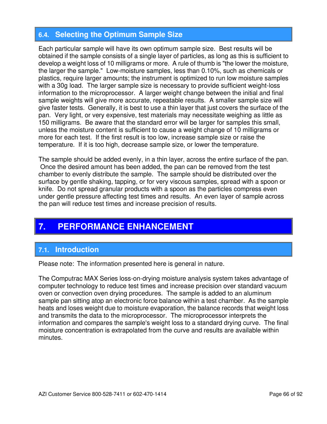 Arizona MAX-5000XL user manual Performance Enhancement, Selecting the Optimum Sample Size, Introduction 