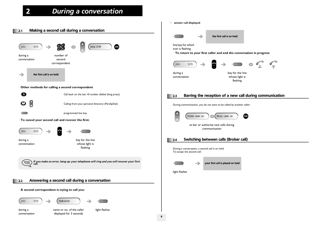 Arkon 4018 manual During a conversation, Making a second call during a conversation, Switching between calls Broker call 