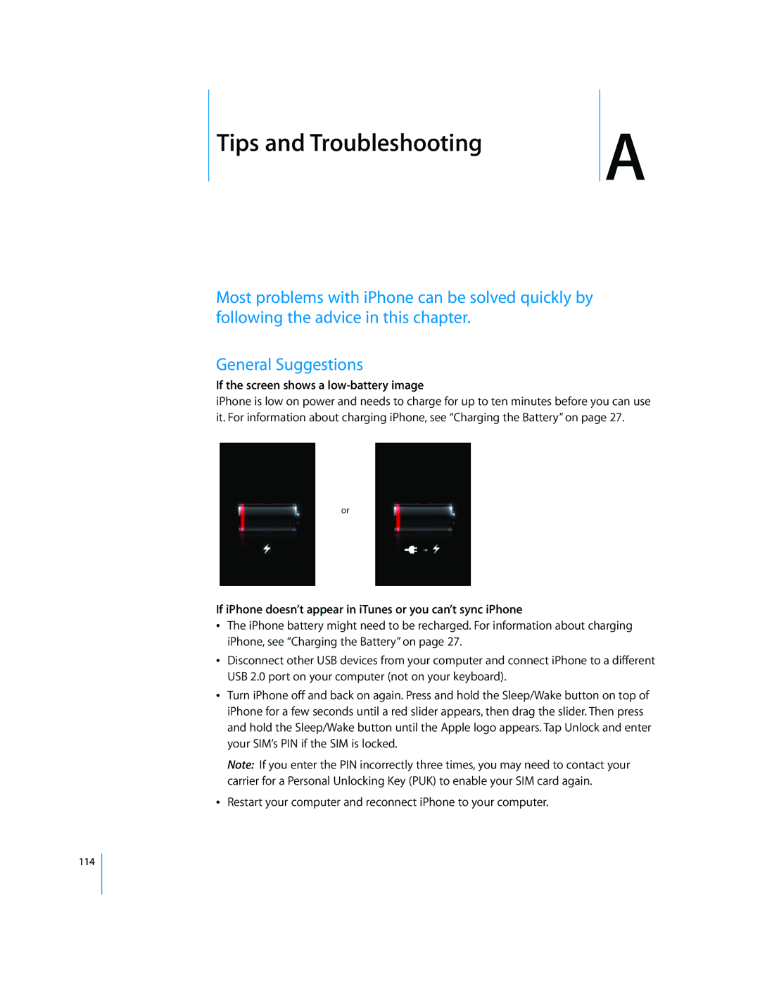 Arkon A1203 manual Tips and Troubleshooting, If the screen shows a low-battery image, 114 