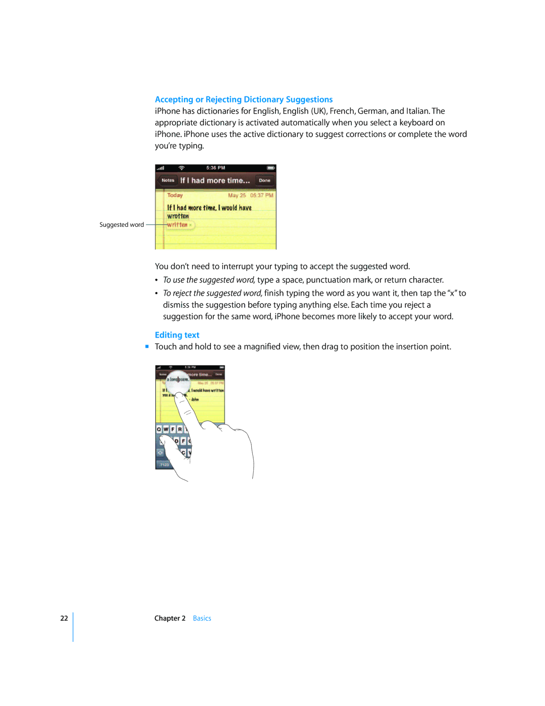 Arkon A1203 manual Accepting or Rejecting Dictionary Suggestions, Editing text 