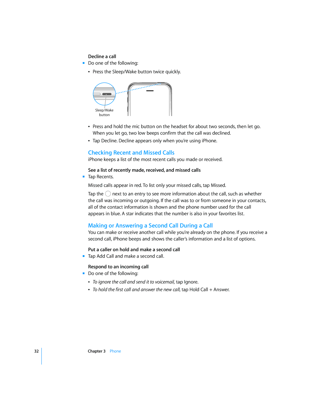 Arkon A1203 manual Checking Recent and Missed Calls, Making or Answering a Second Call During a Call 