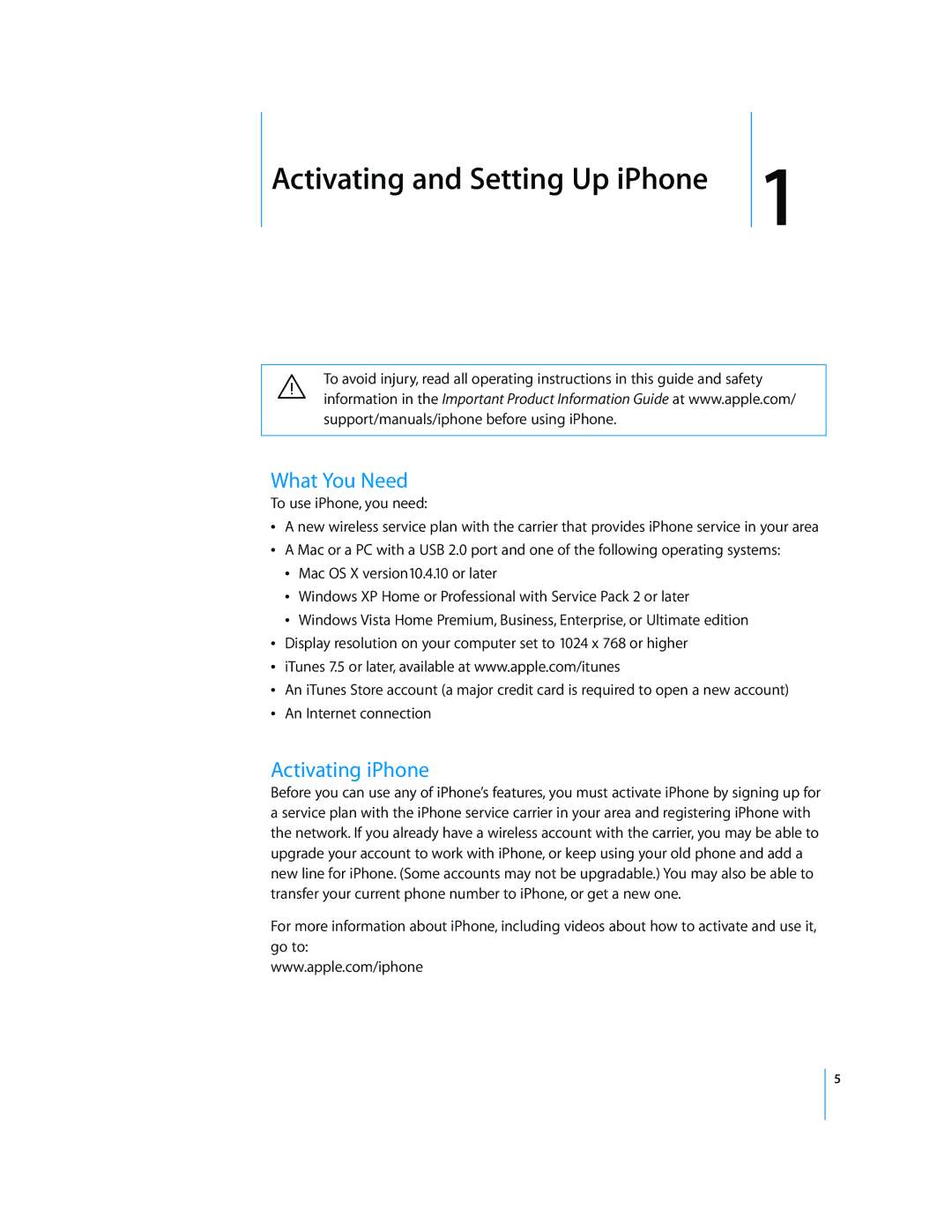 Arkon A1203 Activating and Setting Up iPhone, What You Need, Activating iPhone, Support/manuals/iphone before using iPhone 