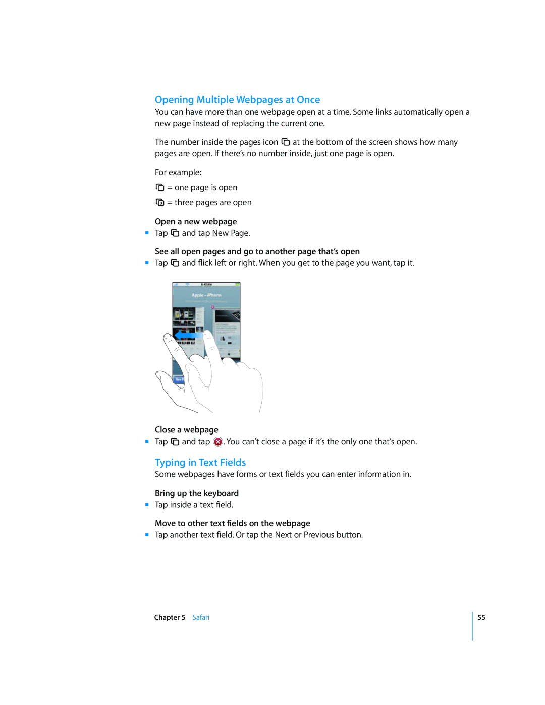 Arkon A1203 manual Opening Multiple Webpages at Once, Typing in Text Fields 