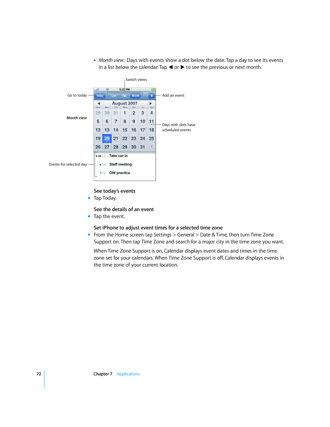 Arkon A1203 manual See today’s events, Tap Today, See the details of an event, Tap the event 