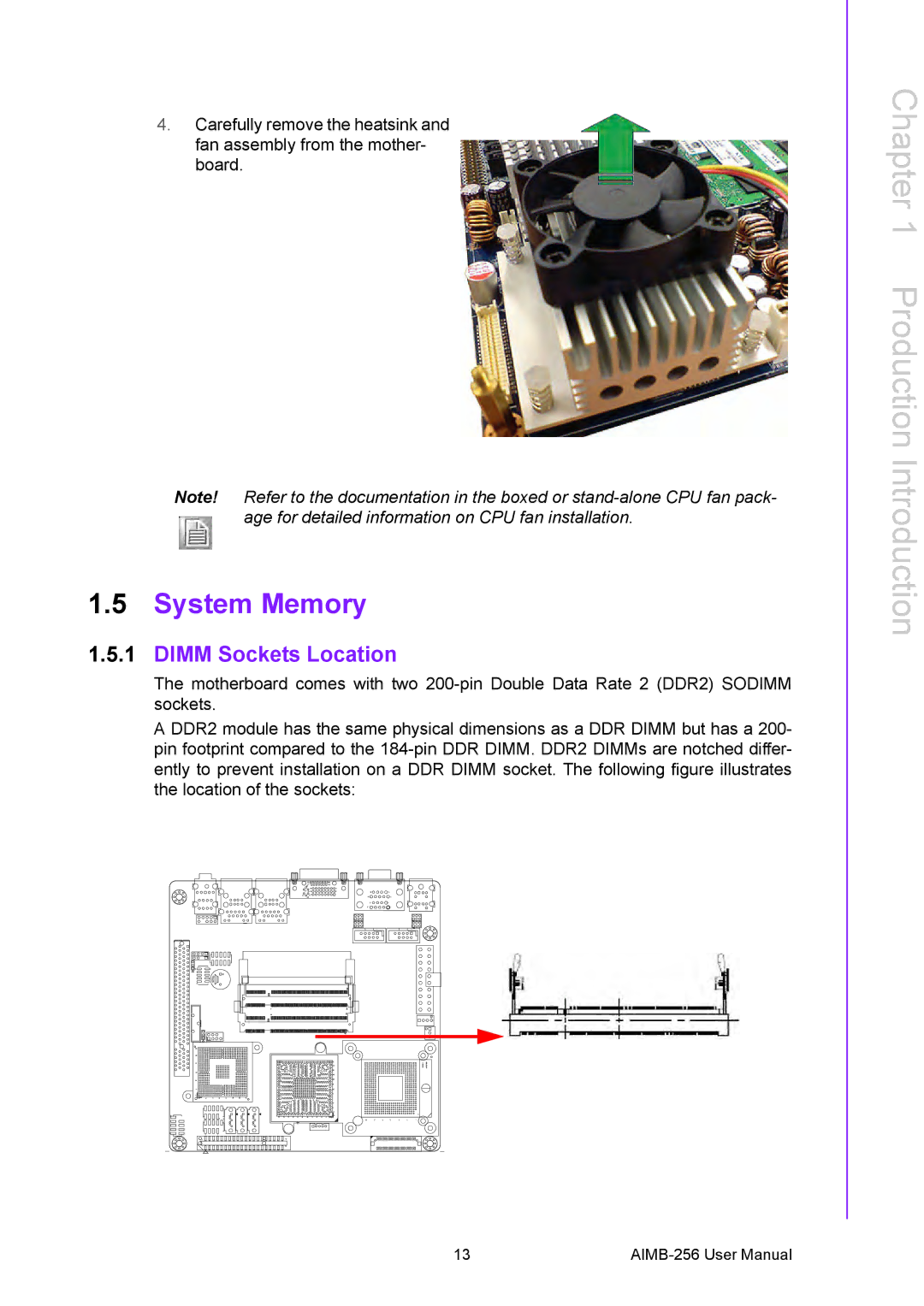 Arkon AIMB-256 user manual System Memory, Dimm Sockets Location 