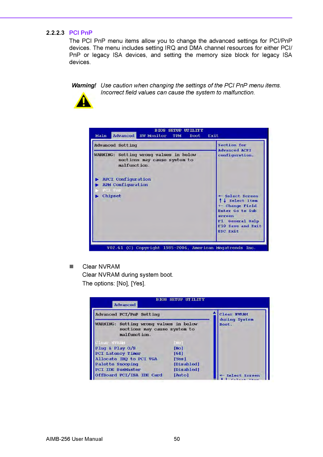 Arkon AIMB-256 user manual PCI PnP 