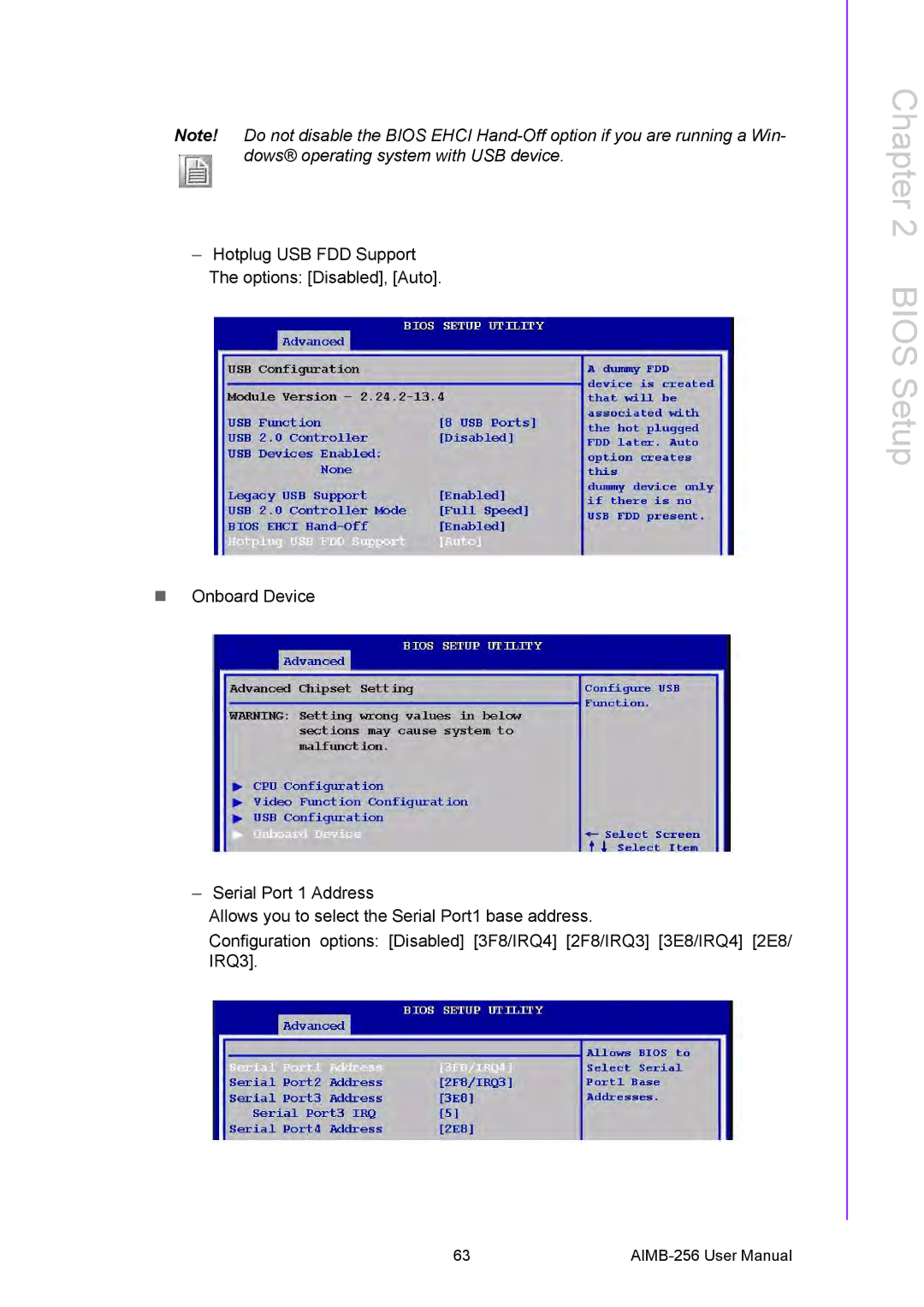 Arkon AIMB-256 user manual Bios Setup 