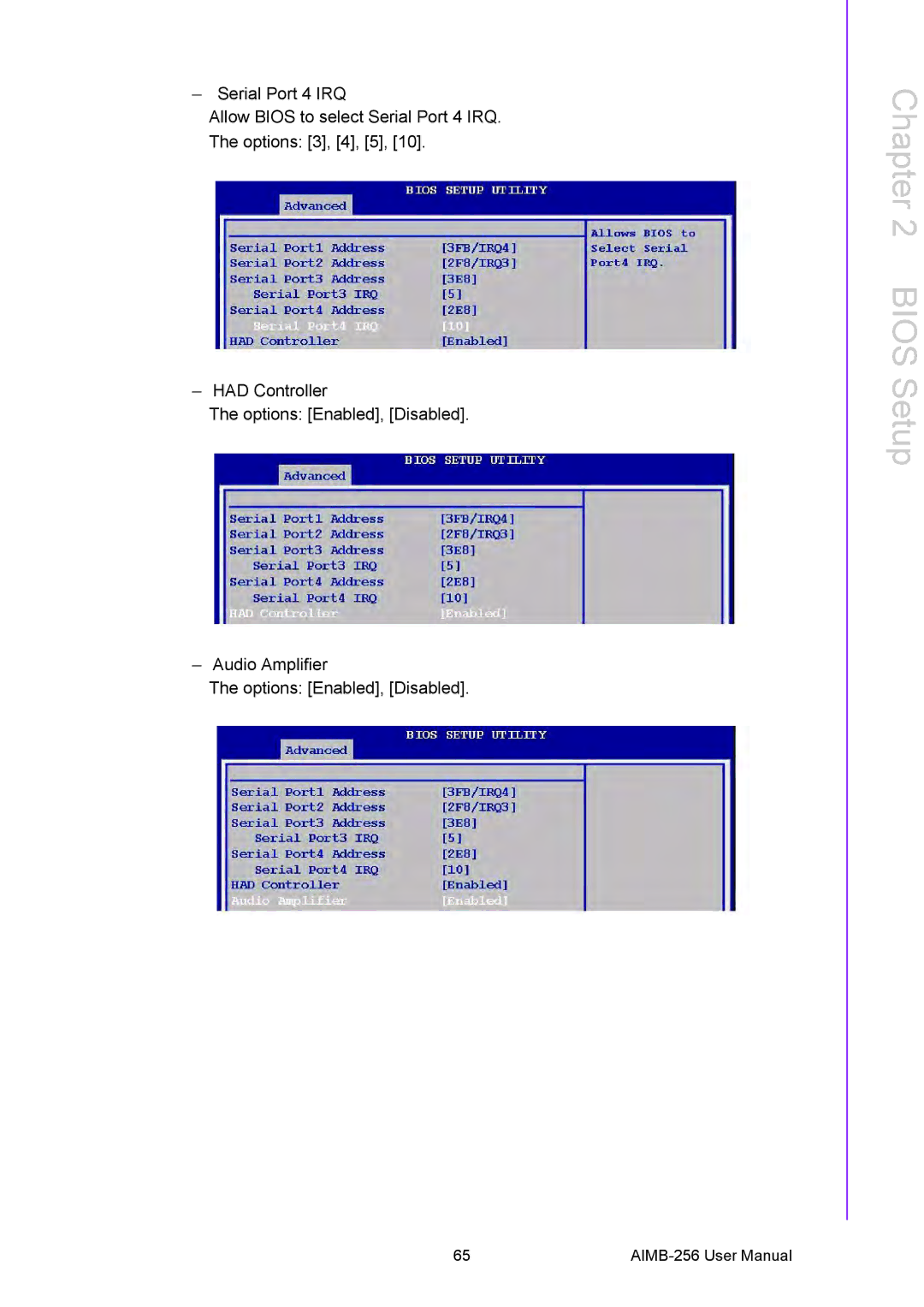 Arkon AIMB-256 user manual Bios Setup 