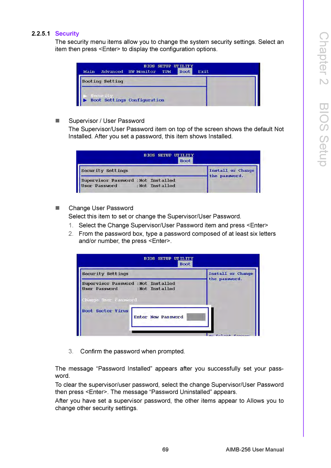 Arkon AIMB-256 user manual Security 