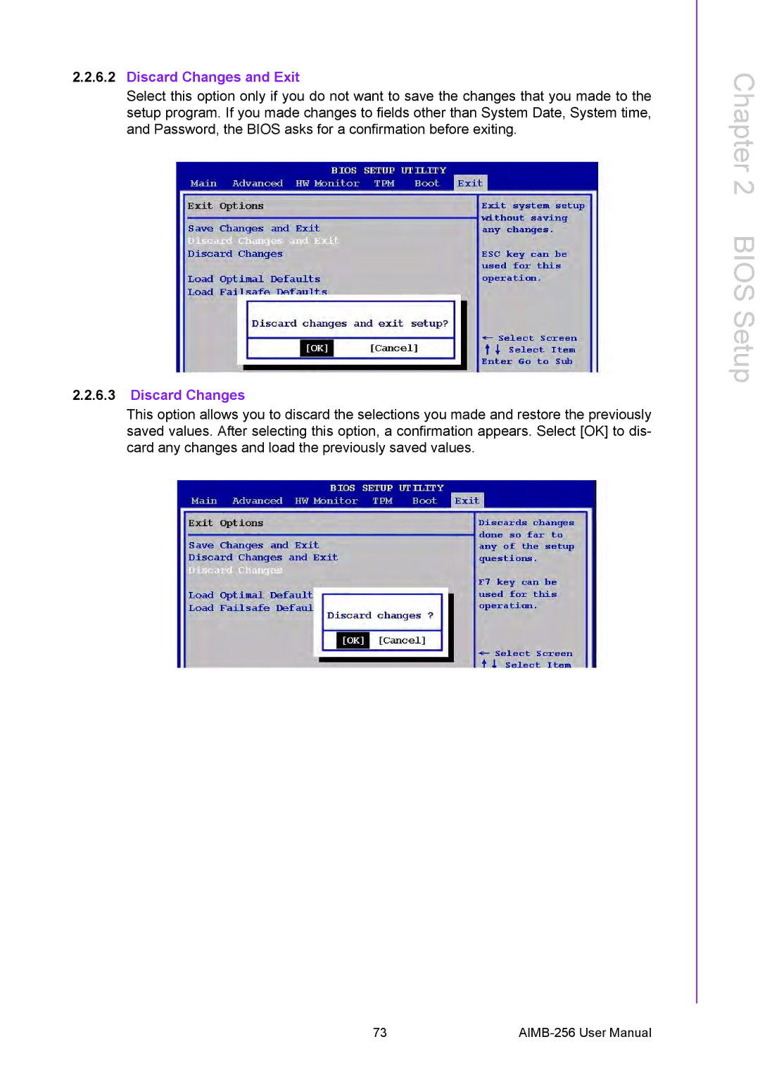 Arkon AIMB-256 user manual Discard Changes and Exit 