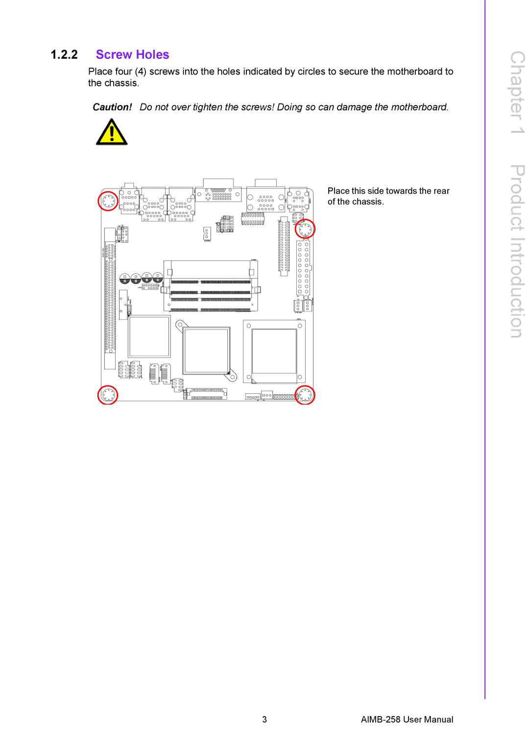 Arkon AIMB-258 user manual Product Introduction, Screw Holes 