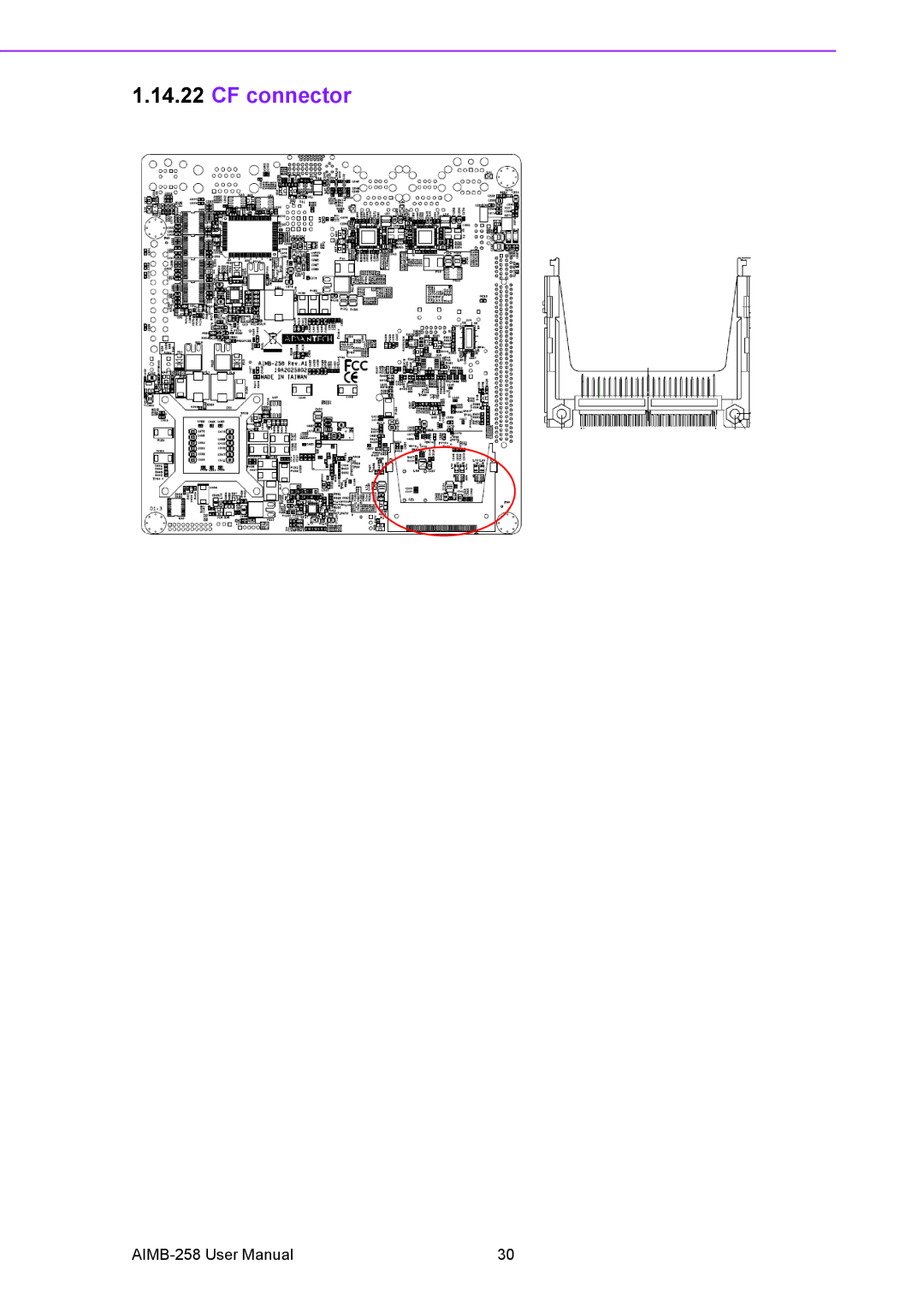 Arkon AIMB-258 user manual CF connector 