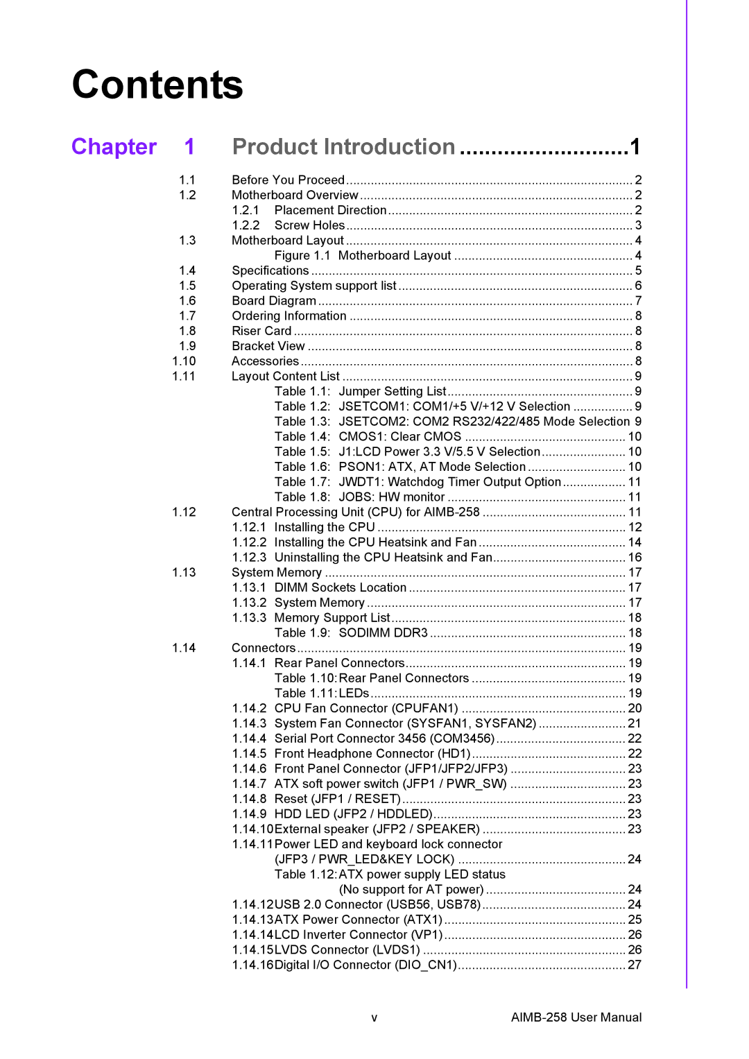 Arkon AIMB-258 user manual Contents 