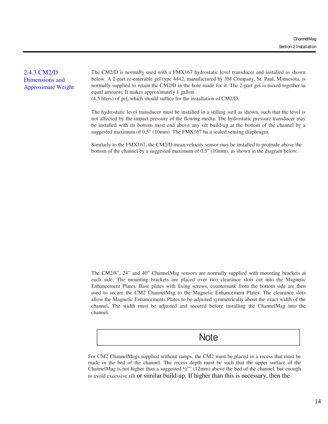 Arkon Channelmag instruction manual 3 CM2/D Dimensions, Approximate Weight 