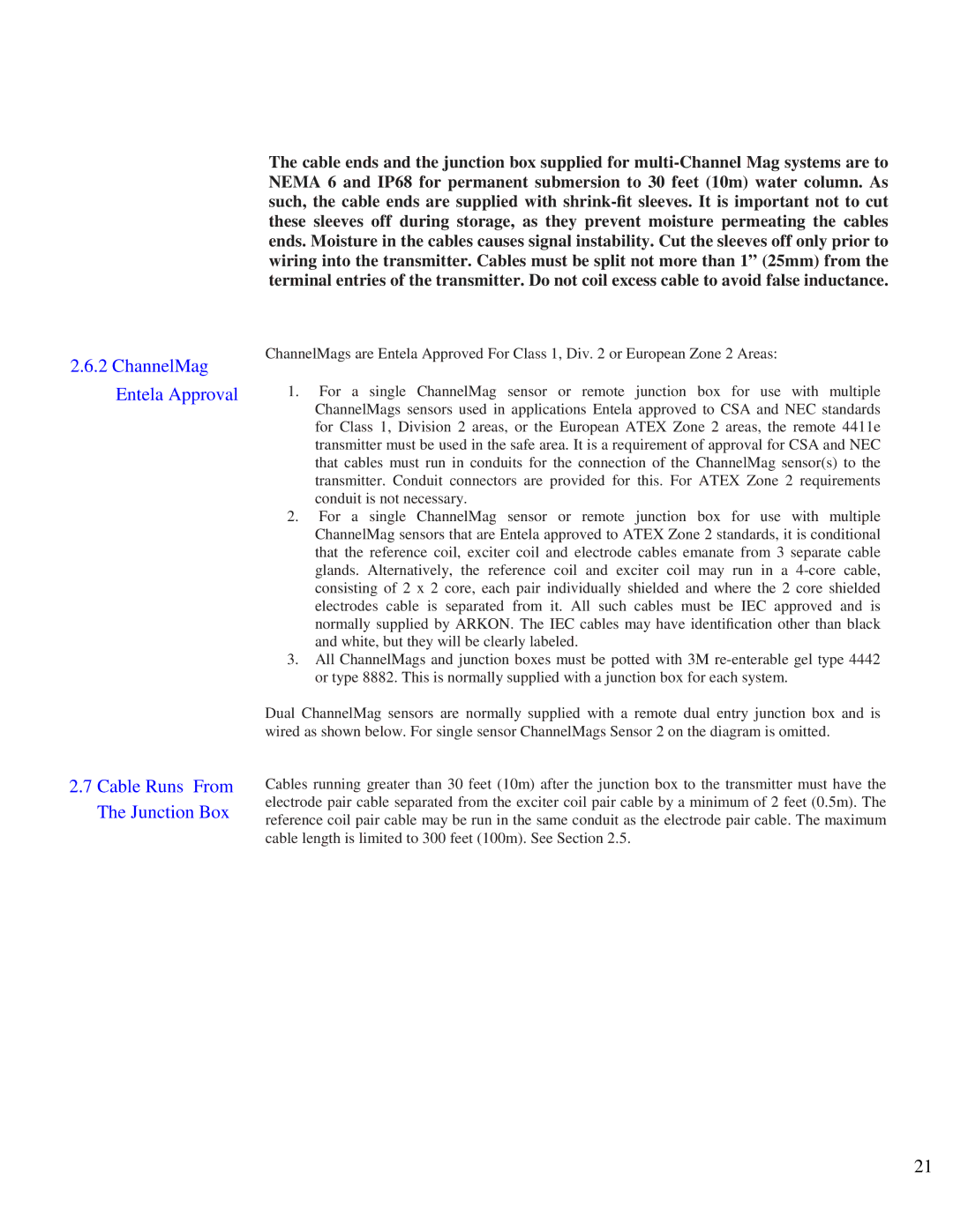 Arkon Channelmag instruction manual ChannelMag Entela Approval Cable Runs From The Junction Box 