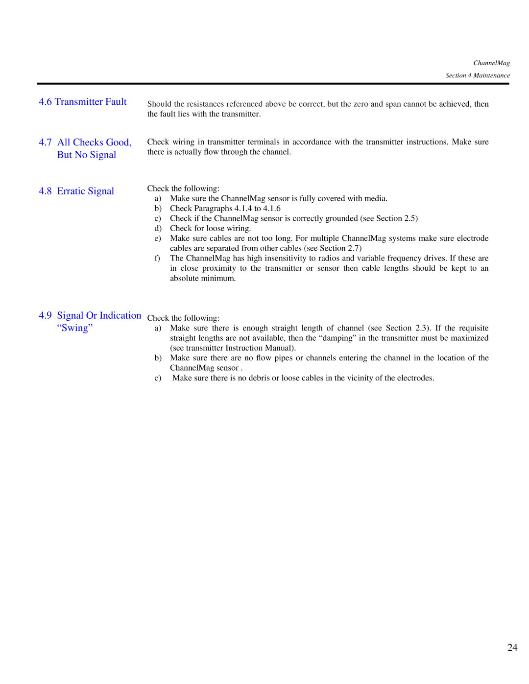 Arkon Channelmag instruction manual Signal Or Indication Swing 