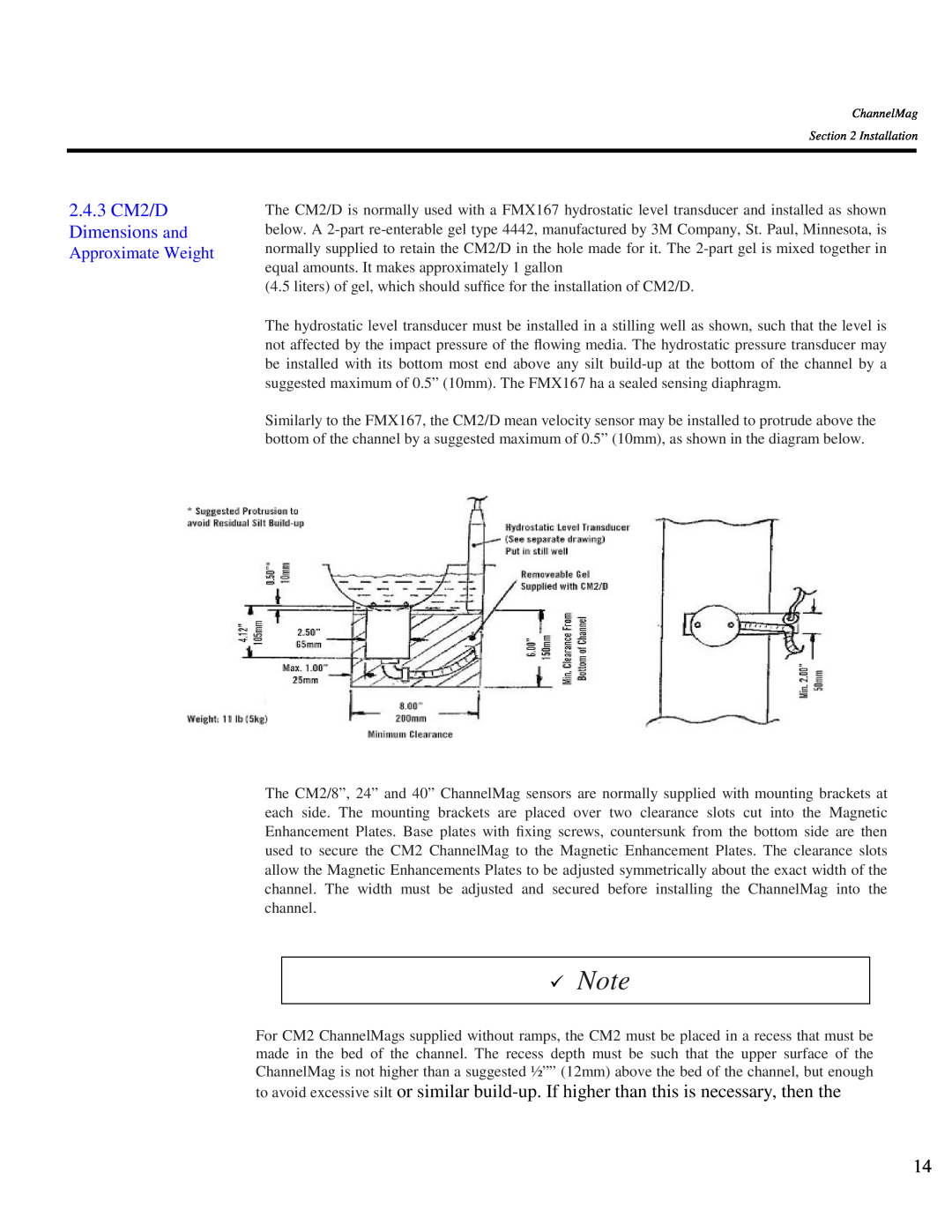 Arkon Channelmag instruction manual 2.4.3 CM2/D Dimensions and, Approximate Weight 