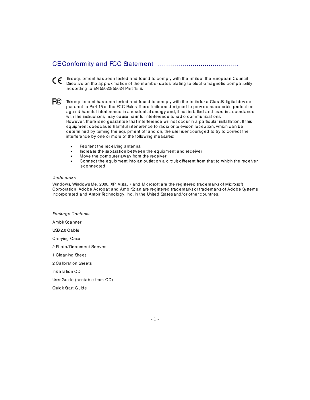 Arkon DS687 manual CE Conformity and FCC Statement ………………………………… 