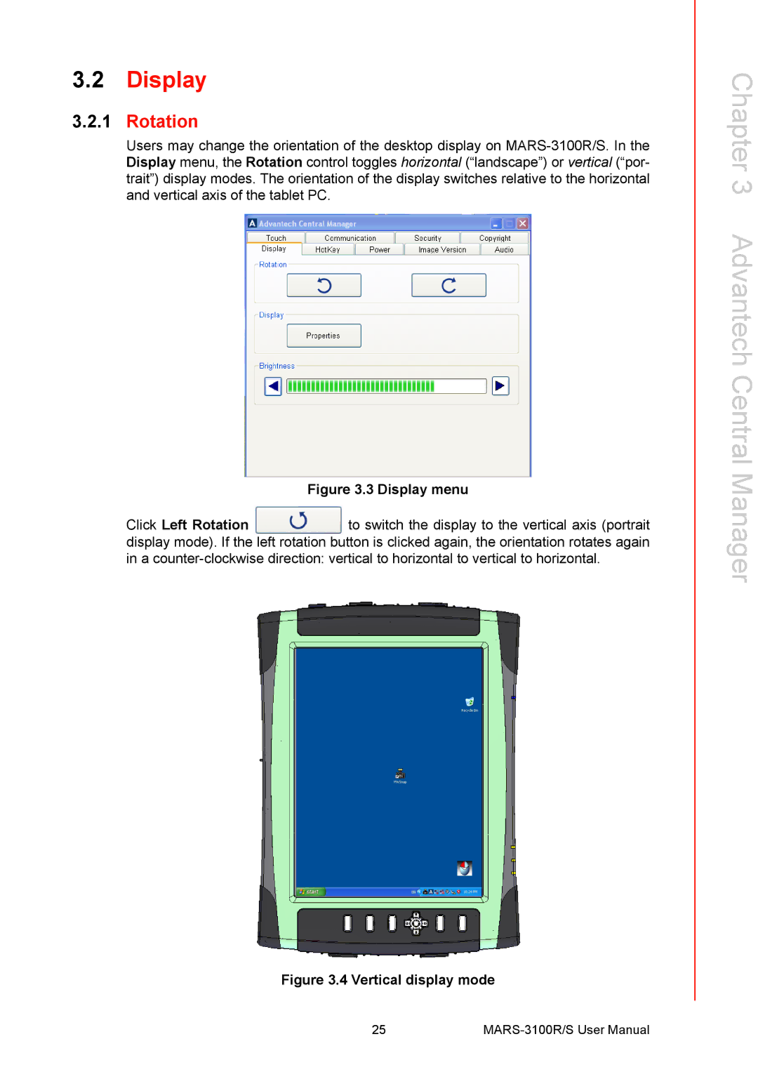 Arkon MARS-3100R/S user manual Display, Click Left Rotation 