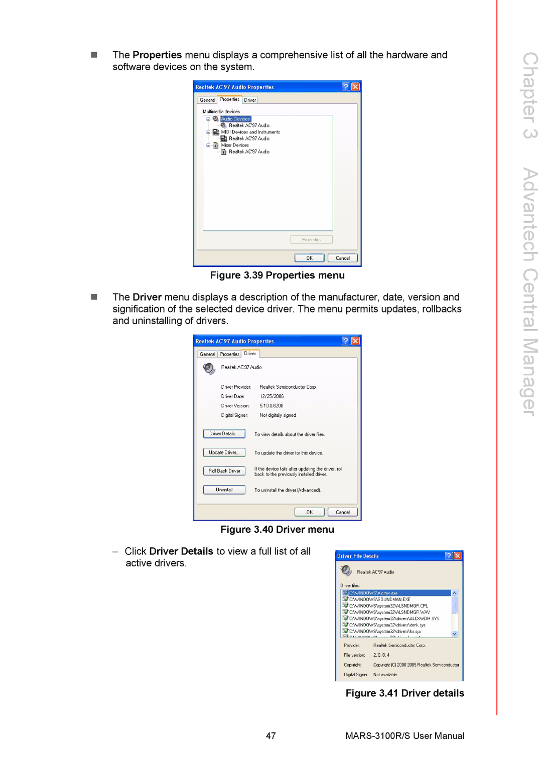 Arkon MARS-3100R/S user manual Properties menu 