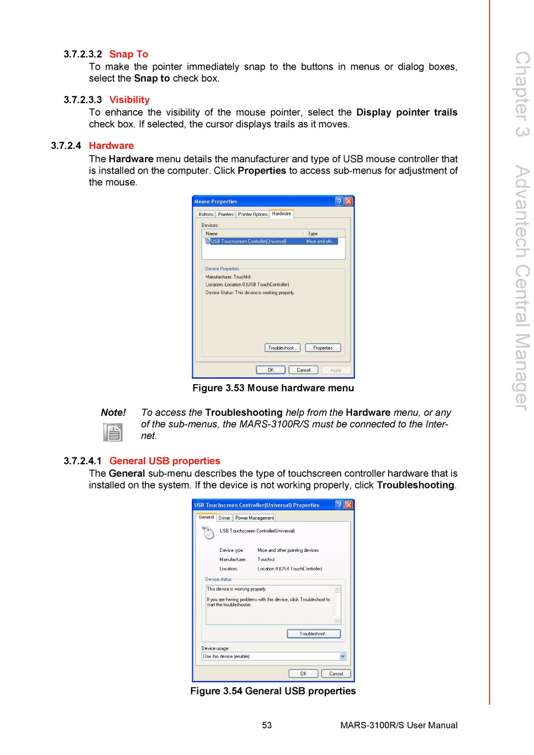 Arkon MARS-3100R/S user manual Snap To, Visibility, General USB properties 