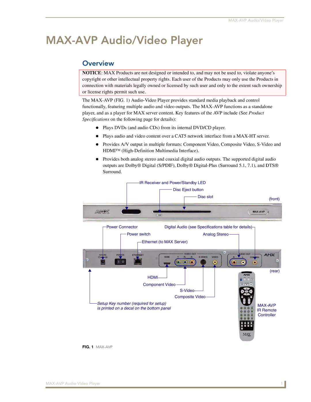 Arkon manual MAX-AVP Audio/Video Player, Overview 