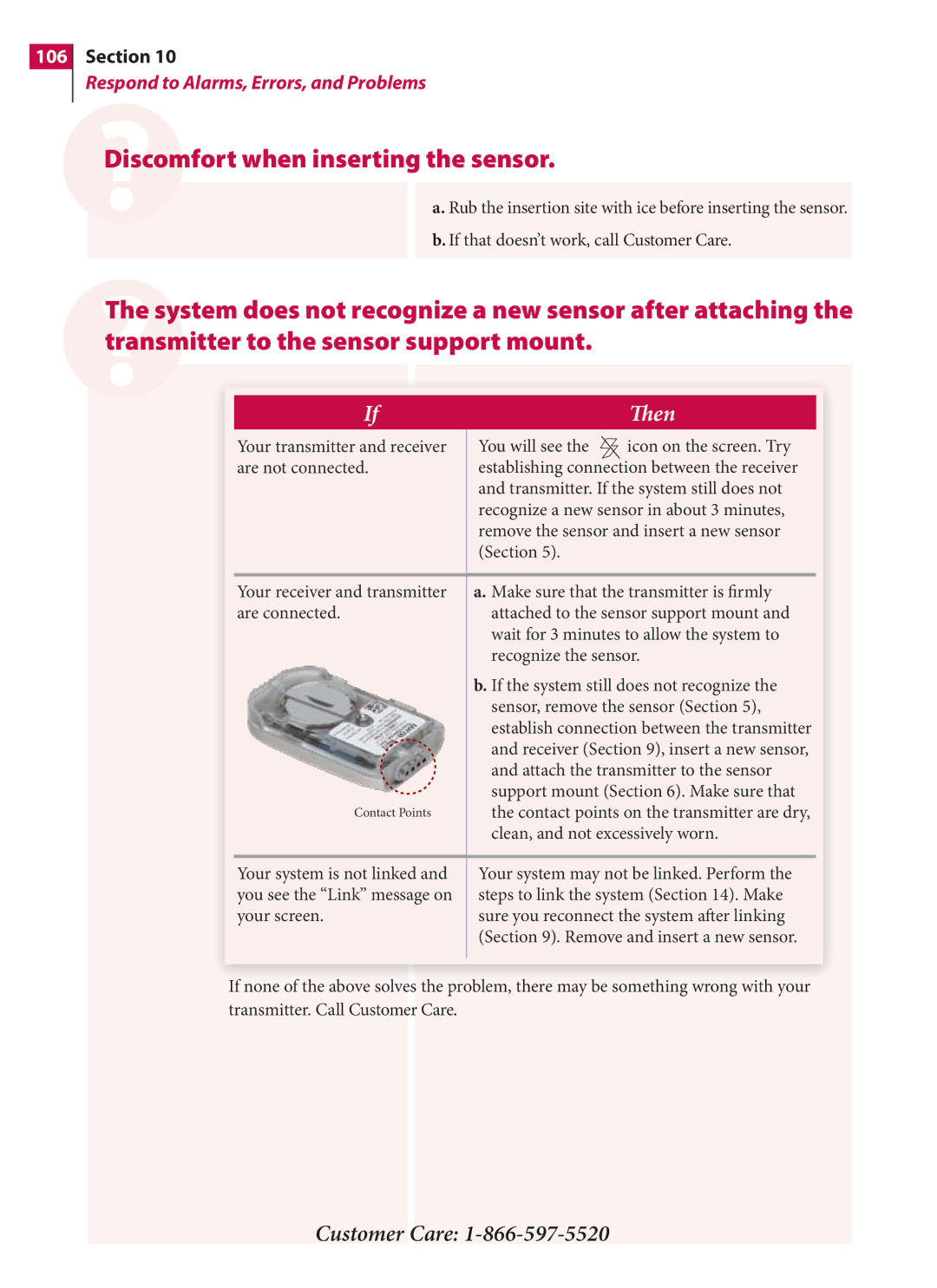 Arkon PRT03831-xxx manual Discomfort when inserting the sensor 