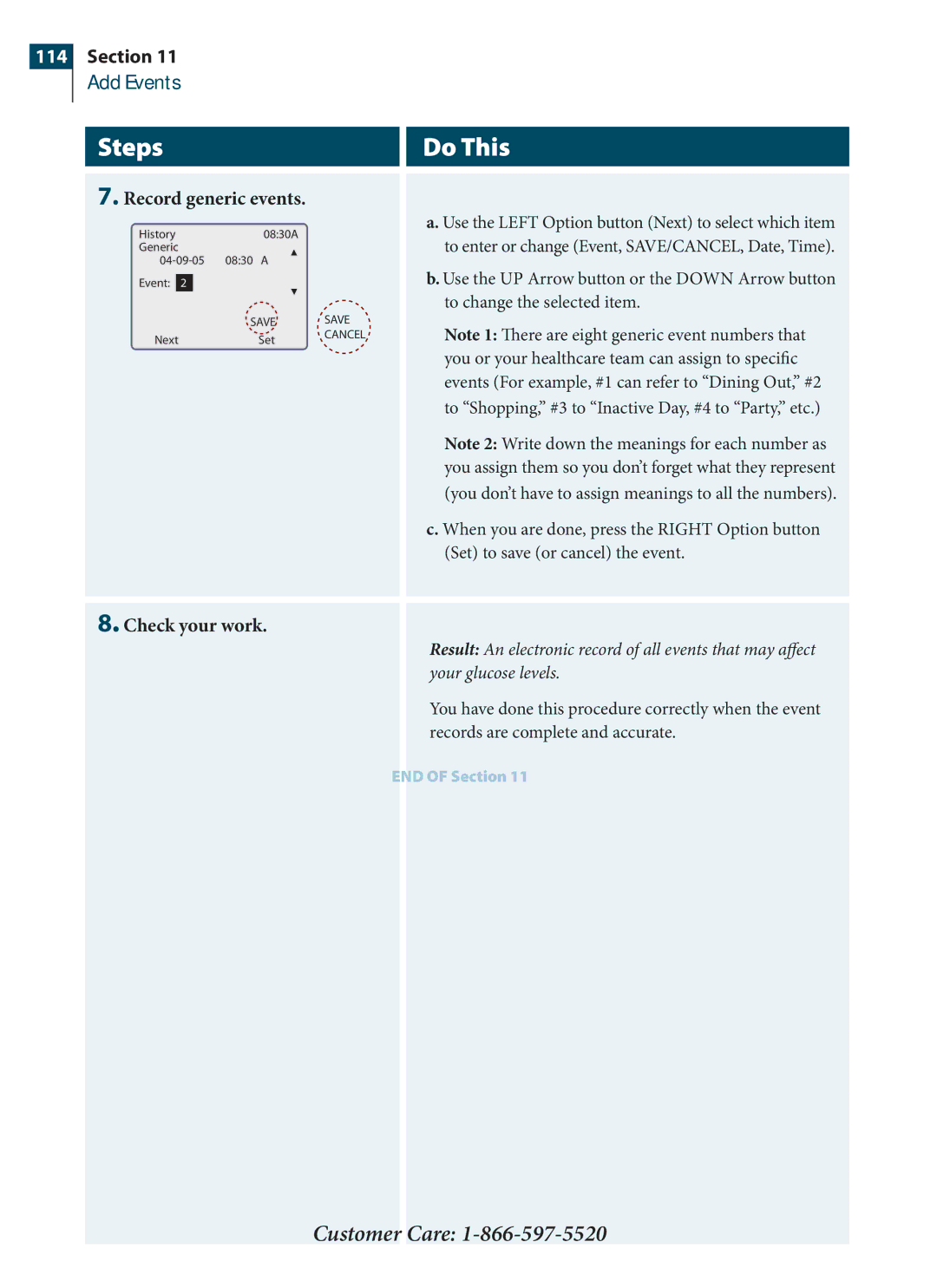 Arkon PRT03831-xxx manual Record generic events, Your glucose levels 