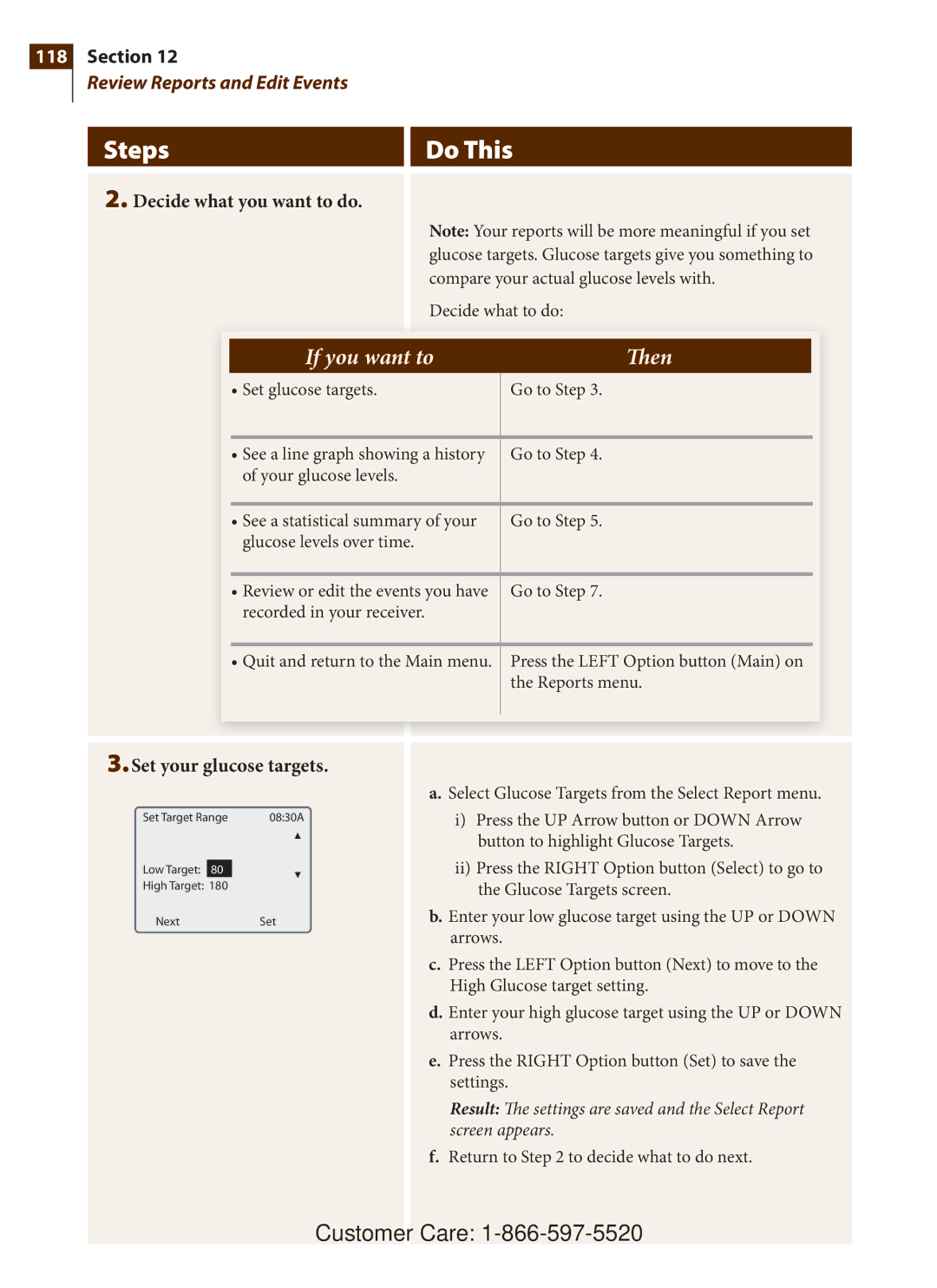 Arkon PRT03831-xxx manual Decide what you want to do, Set your glucose targets 