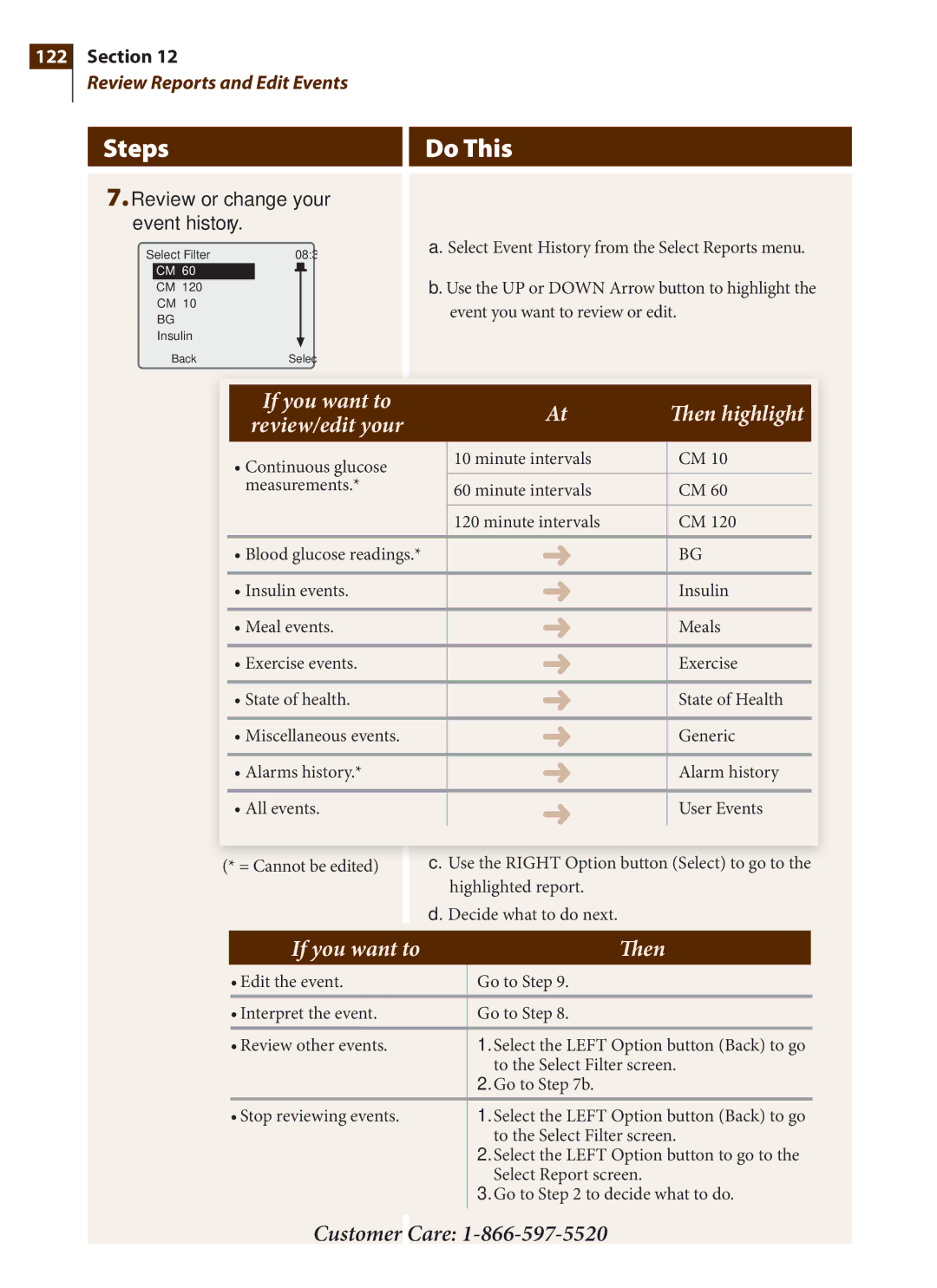 Arkon PRT03831-xxx manual Review/edit your, Review or change your event history 