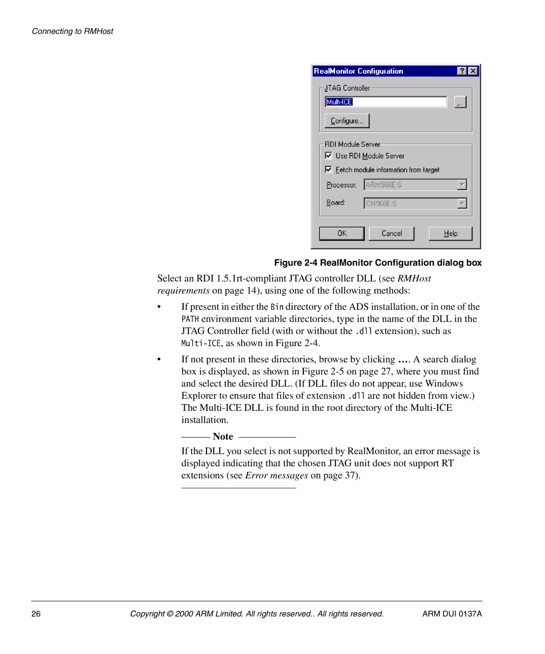 ARM ARM DUI 0137A manual RealMonitor Configuration dialog box 