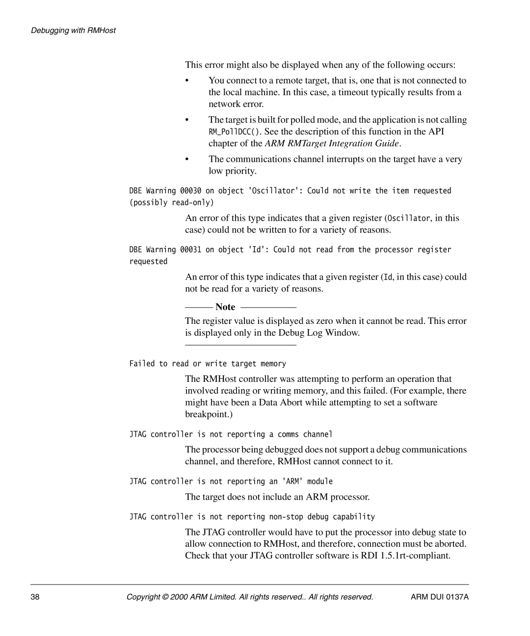 ARM ARM DUI 0137A manual Target does not include an ARM processor 