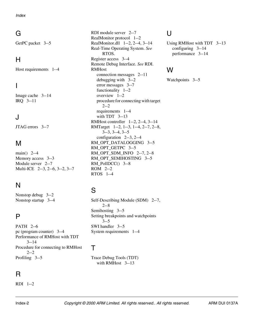 ARM ARM DUI 0137A manual Rmoptdatalogging Rmoptgetpc 