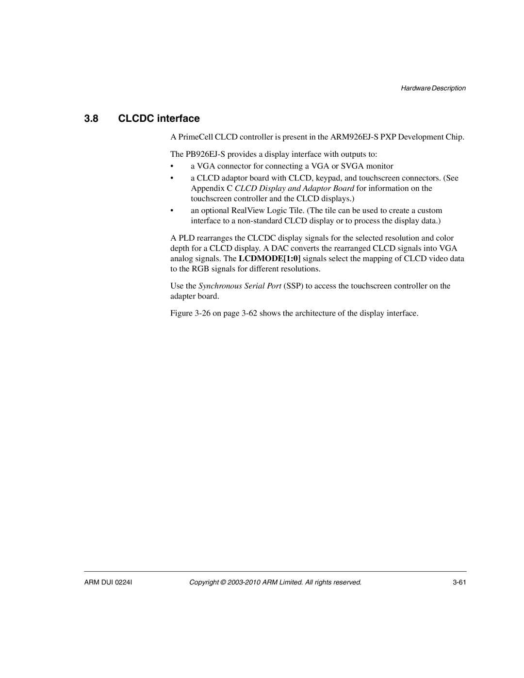 ARM ARM DUI 0224I manual Clcdc interface 