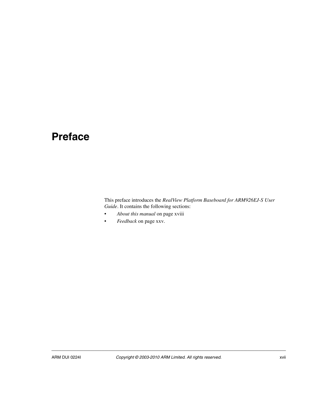 ARM ARM DUI 0224I manual Preface, Feedback on 