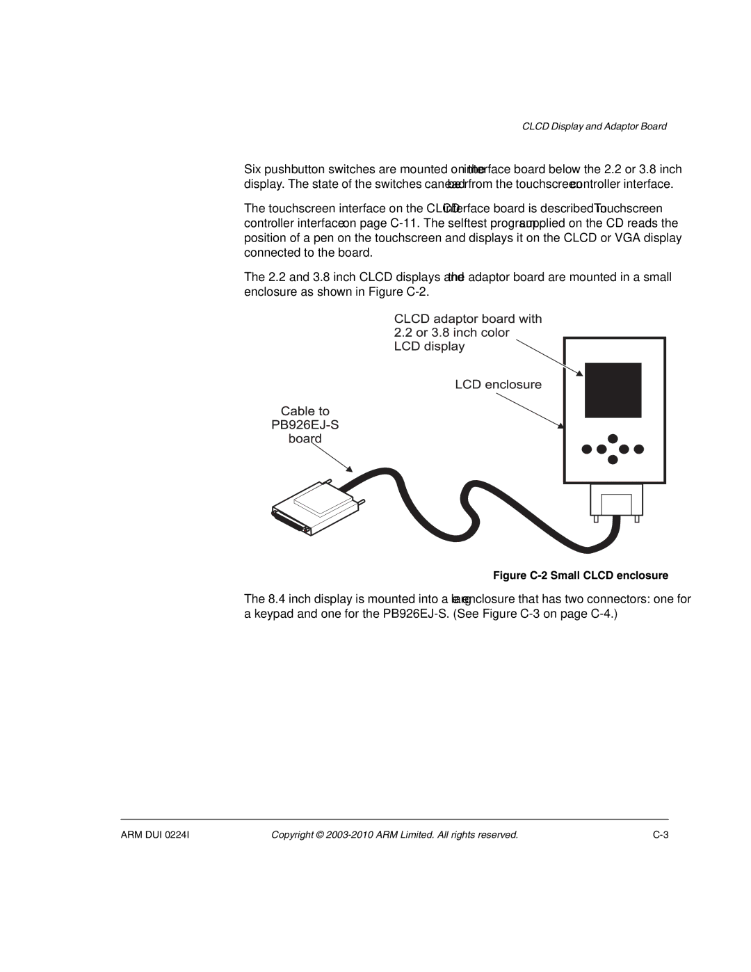 ARM ARM DUI 0224I manual Figure C-2 Small Clcd enclosure 