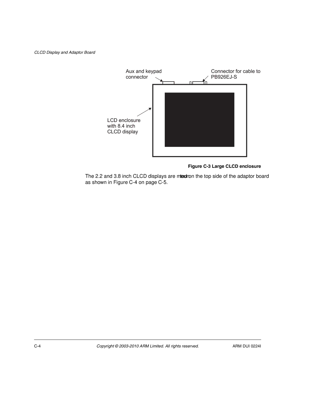 ARM ARM DUI 0224I manual Figure C-3 Large Clcd enclosure 