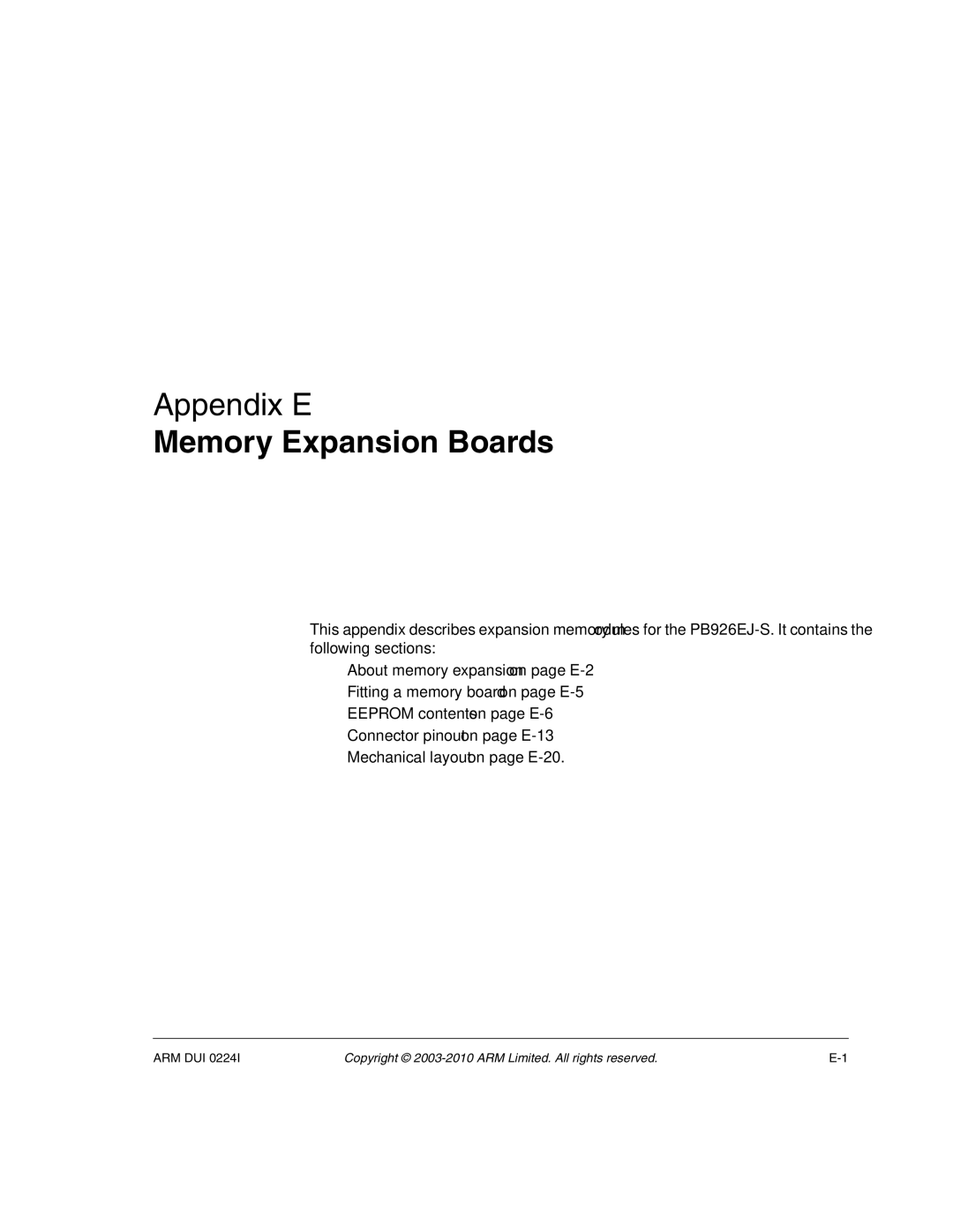 ARM ARM DUI 0224I manual Memory Expansion Boards 