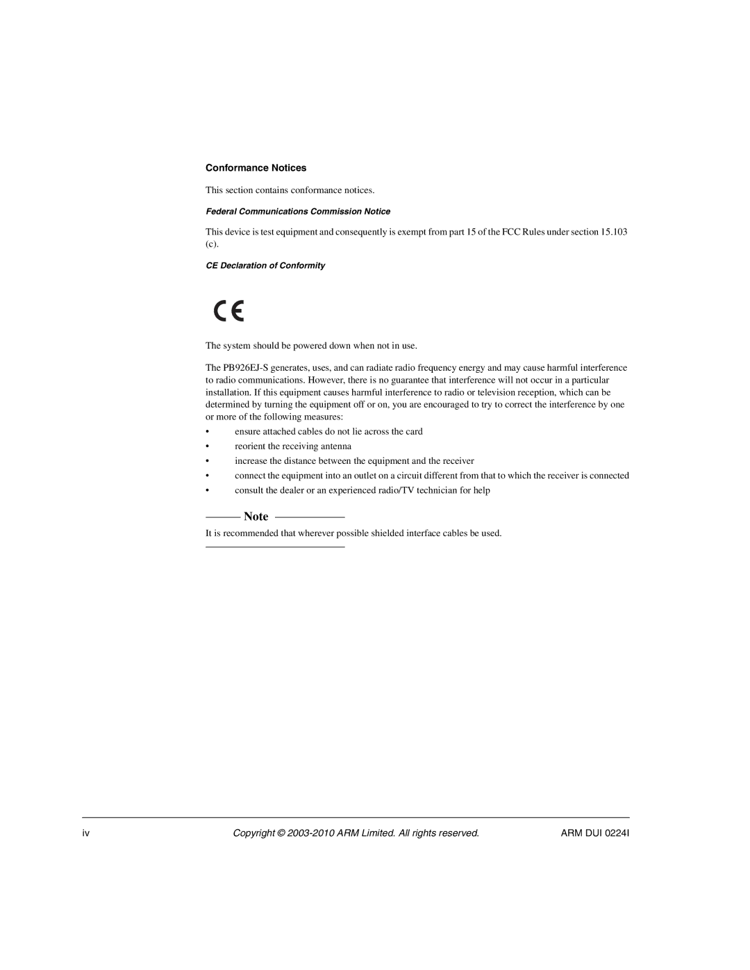 ARM ARM DUI 0224I manual Conformance Notices 