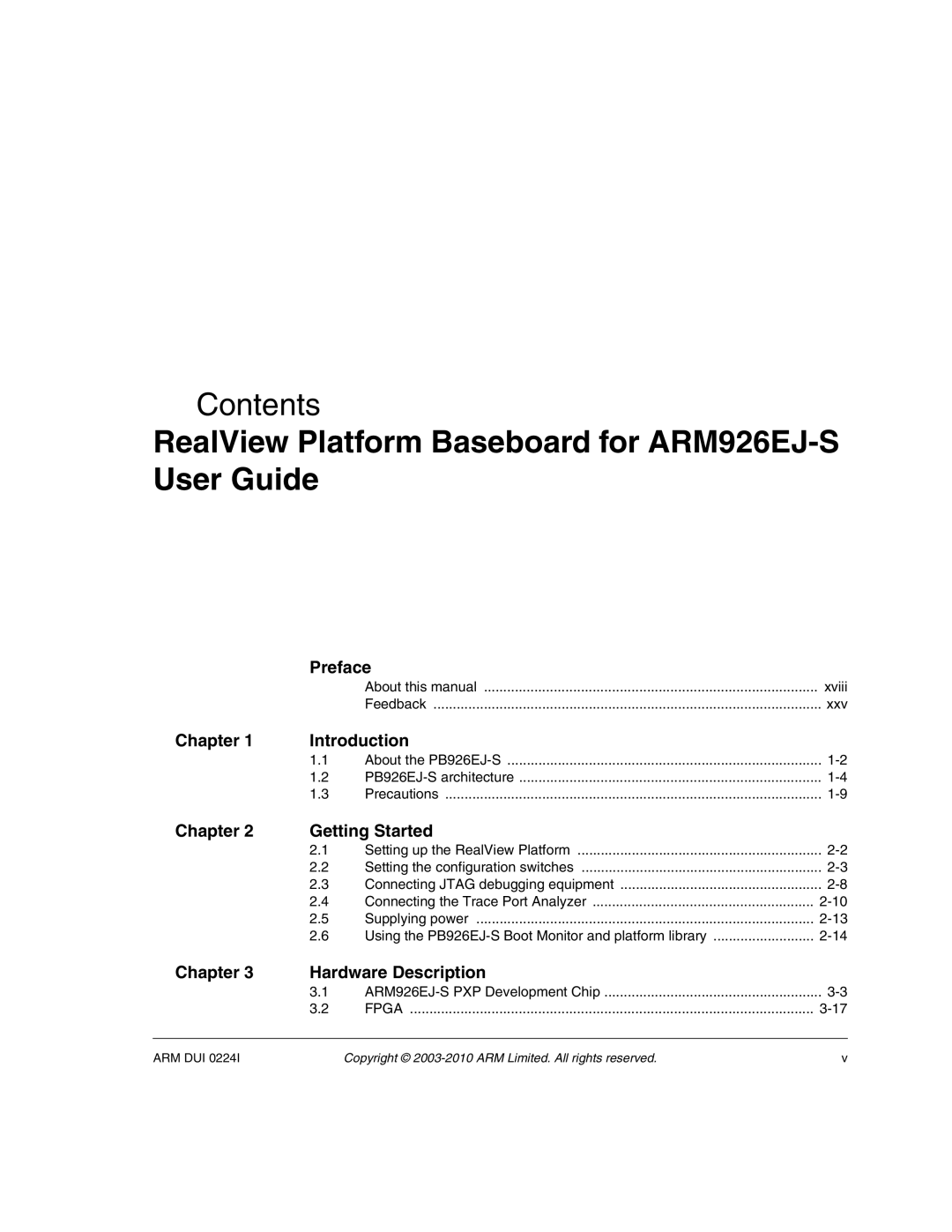 ARM ARM DUI 0224I manual RealView Platform Baseboard for ARM926EJ-S User Guide 