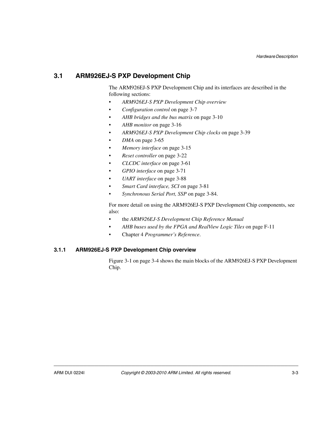 ARM ARM DUI 0224I manual 1 ARM926EJ-S PXP Development Chip overview 