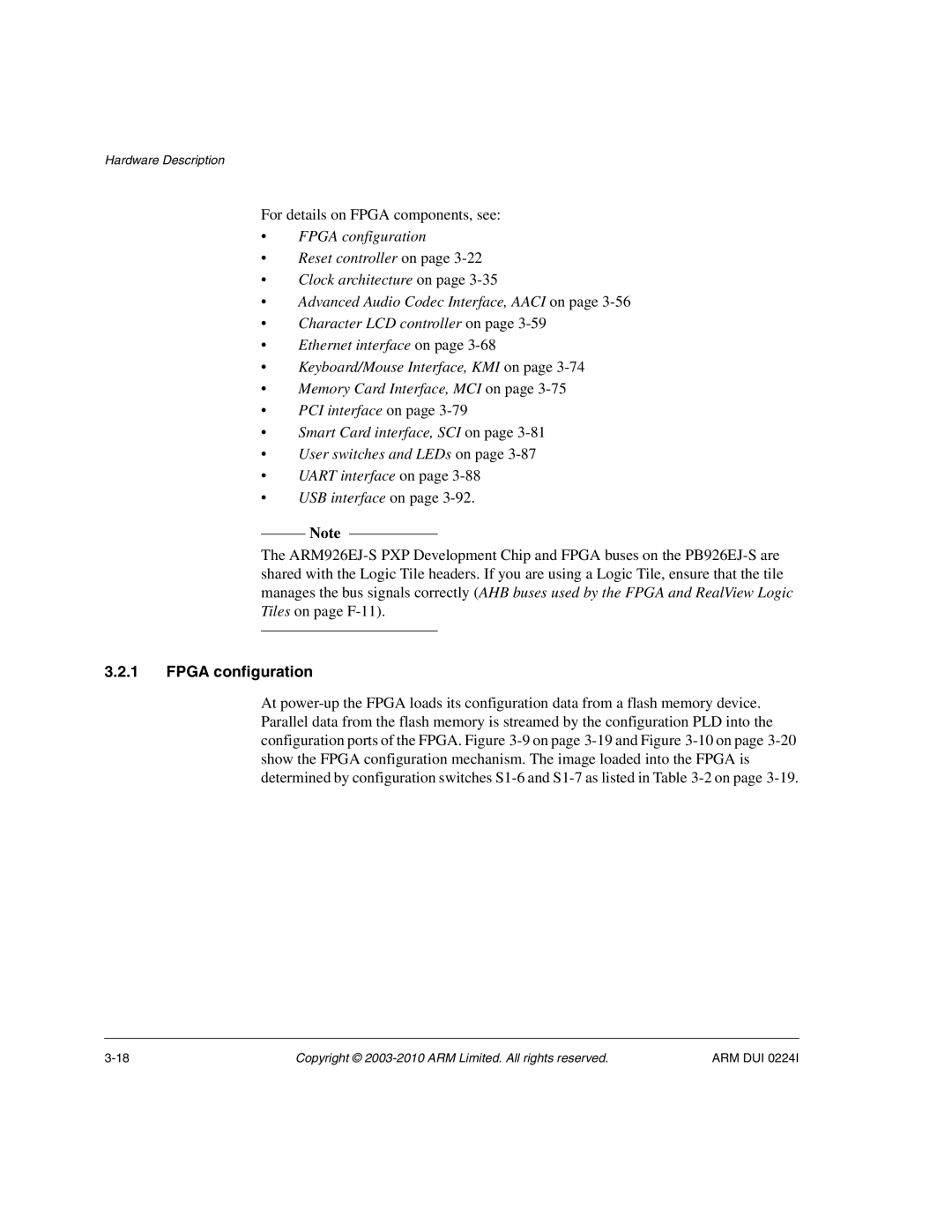 ARM ARM DUI 0224I manual For details on Fpga components, see, Fpga configuration 