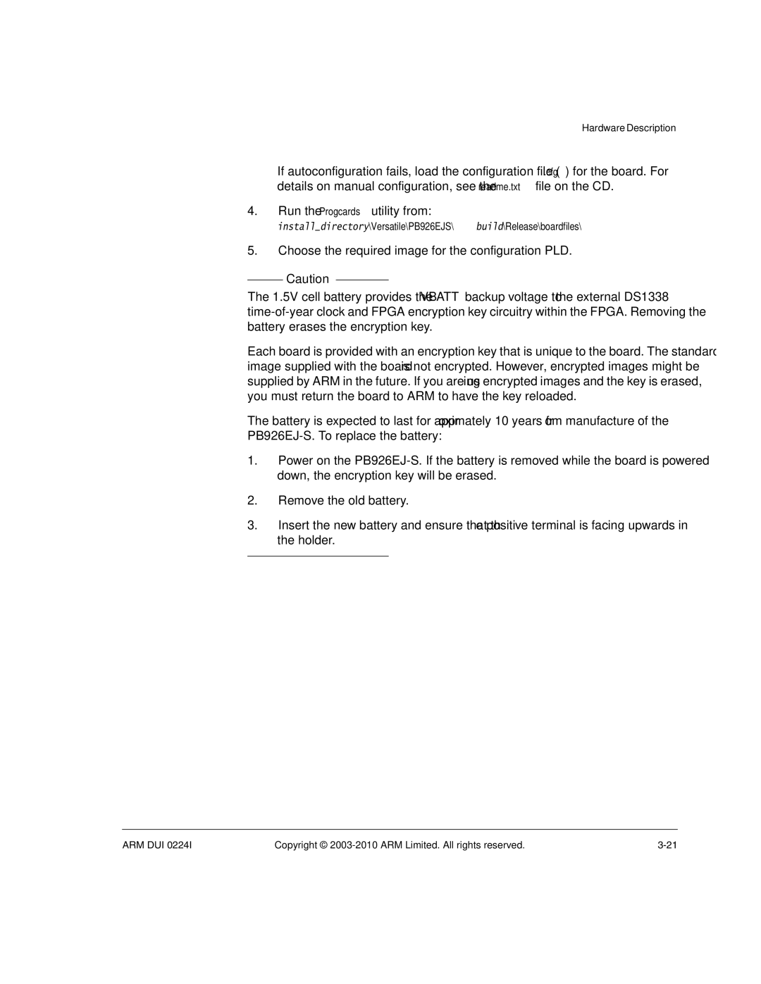 ARM ARM DUI 0224I manual Hardware Description 